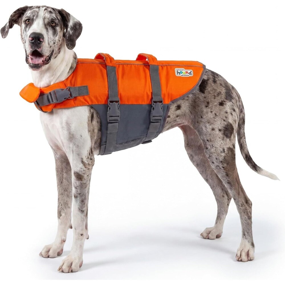 Outward Hound Granby Splash Life Jacket Orange/Grey Size XL 85 To 100 lbs